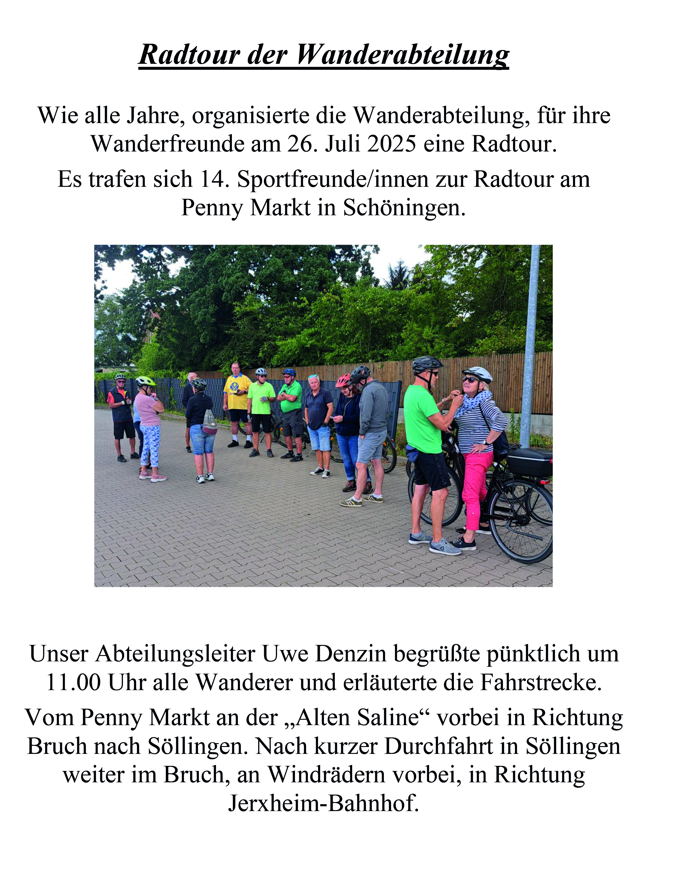Radtour der Wanderabteilung